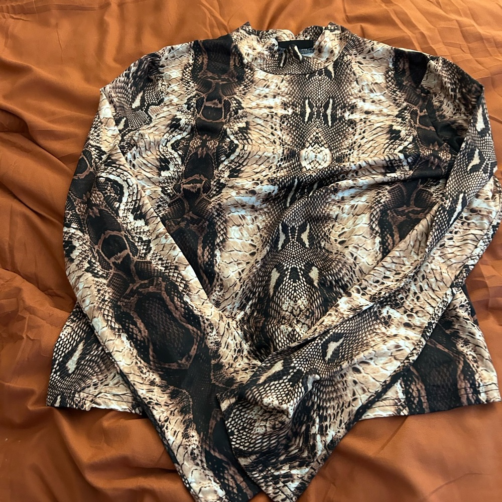 SHEIN Brown and Black Snakeskin Blouse